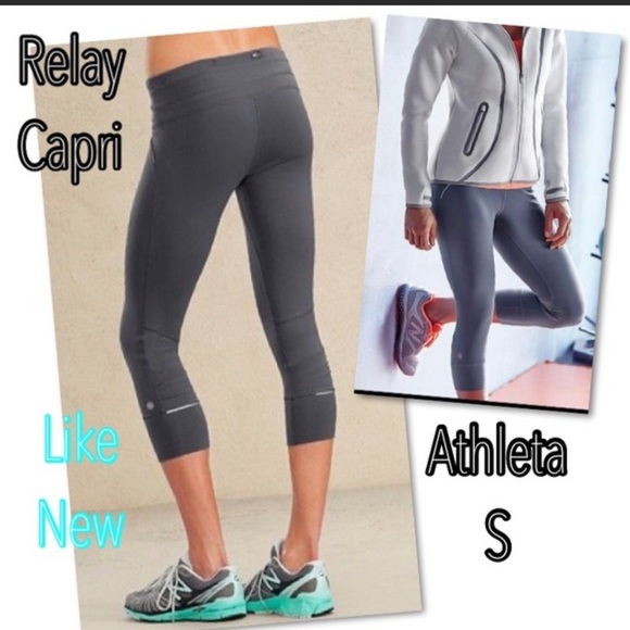 Athleta Relay Capri Gray/teal SP - Picture 1 of 4